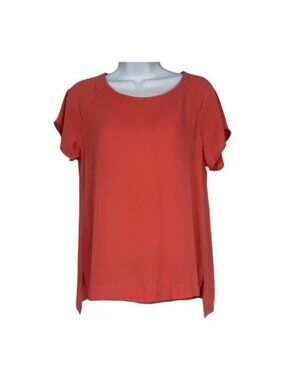 Ann Taylor Loft XS Coral Short Sleeve Blouse 100% Polyester Womens Casual Top
